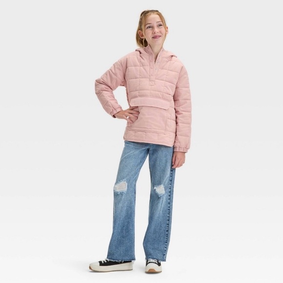 Art Class Girls Size M 8 Pink Quilted Hoodie Kangaroo Pockets Snap Collar NWT - Picture 6 of 16